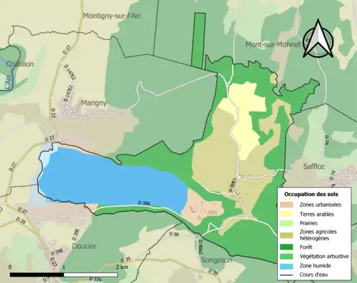 Carte en couleurs présentant l'occupation des sols.