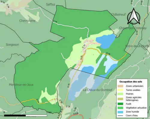 Carte en couleurs présentant l'occupation des sols.