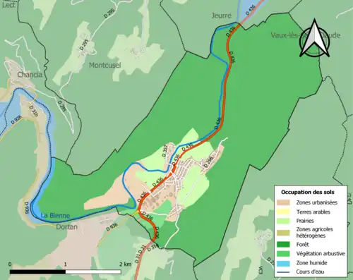 Carte en couleurs présentant l'occupation des sols.