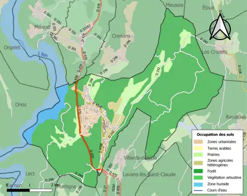 Carte en couleurs présentant l'occupation des sols.