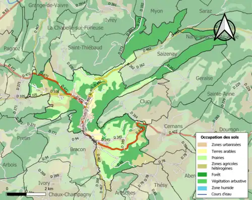 Carte en couleurs présentant l'occupation des sols.
