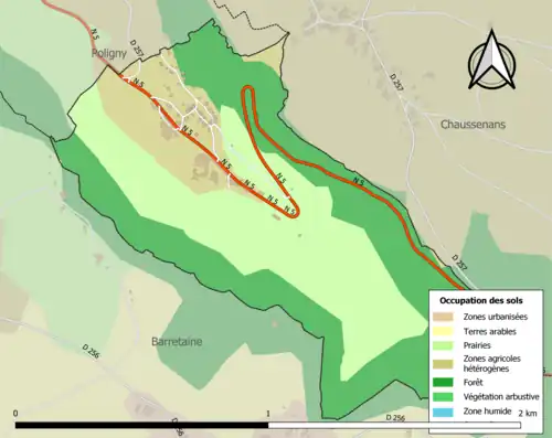Carte en couleurs présentant l'occupation des sols.