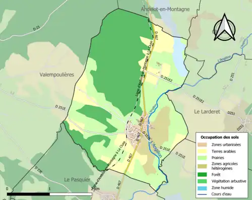 Carte en couleurs présentant l'occupation des sols.