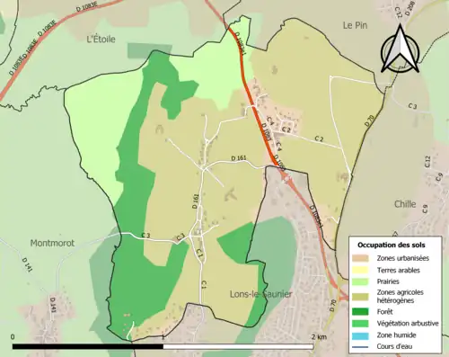 Carte en couleurs présentant l'occupation des sols.