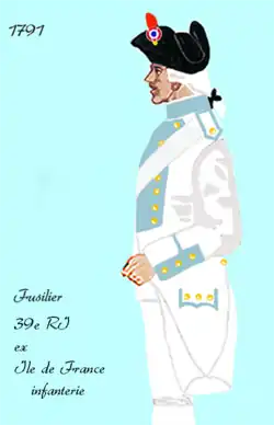 39e&nbsp;régiment d’infanterie de ligne de 1791 à 1796