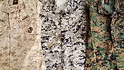 Les trois motifs MARPAT testés : Désert, Urbain et Bois