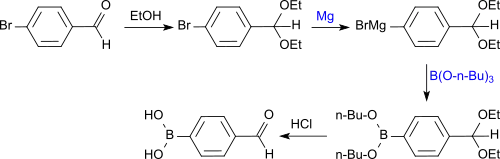 Première synthèse de l'acide 4-formylphénylboronique.