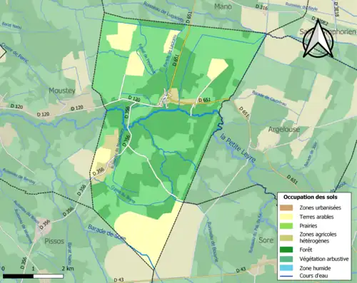 Carte en couleurs présentant l'occupation des sols.