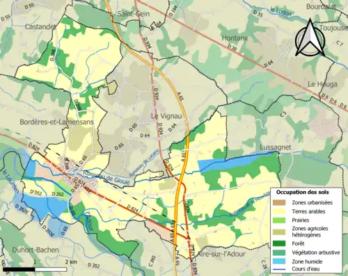 Carte en couleurs présentant l'occupation des sols.