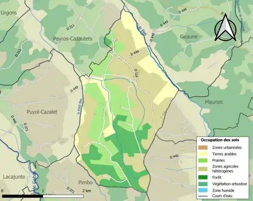 Carte en couleurs présentant l'occupation des sols.