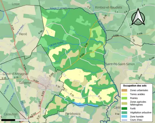 Carte en couleurs présentant l'occupation des sols.