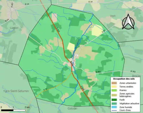 Carte en couleurs présentant l'occupation des sols.