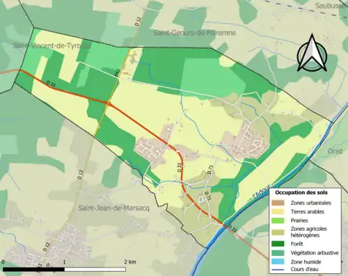 Carte en couleurs présentant l'occupation des sols.