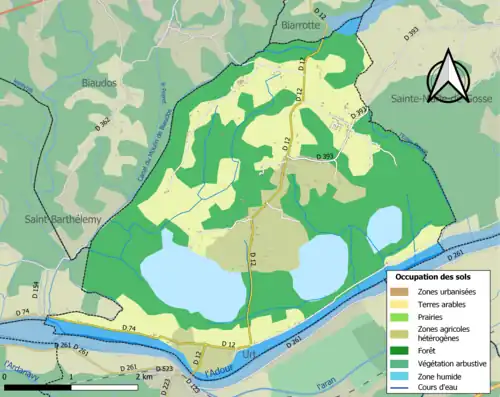 Carte en couleurs présentant l'occupation des sols.