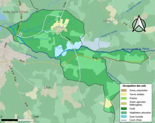 Carte en couleurs présentant l'occupation des sols.