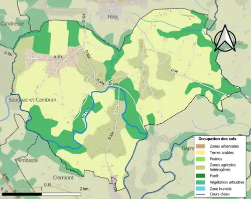Carte en couleurs présentant l'occupation des sols.