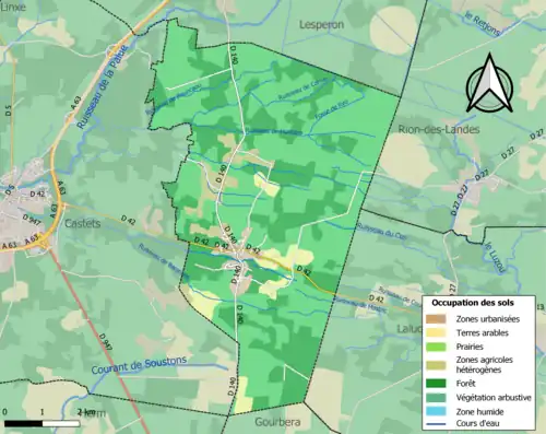 Carte en couleurs présentant l'occupation des sols.