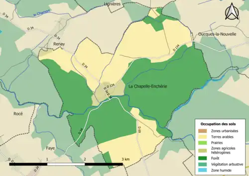 Carte en couleurs présentant l'occupation des sols.