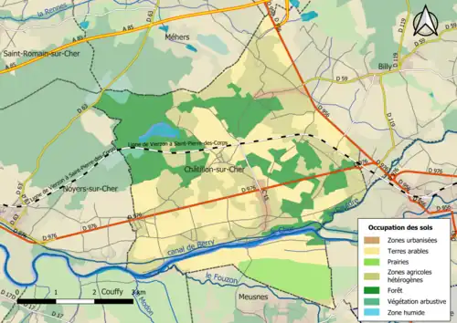 Carte en couleurs présentant l'occupation des sols.