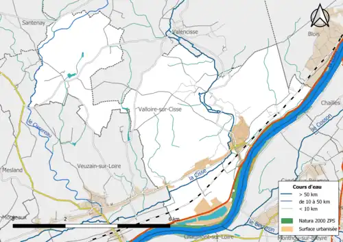 Carte de la zone Natura 2000 de type ZPS localisée sur la commune.