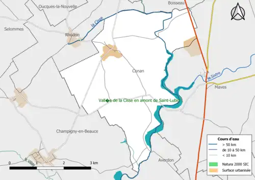 Carte du site Natura 2000 de type SIC localisé dans la commune.