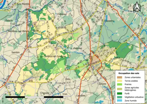 Carte en couleurs présentant l'occupation des sols.