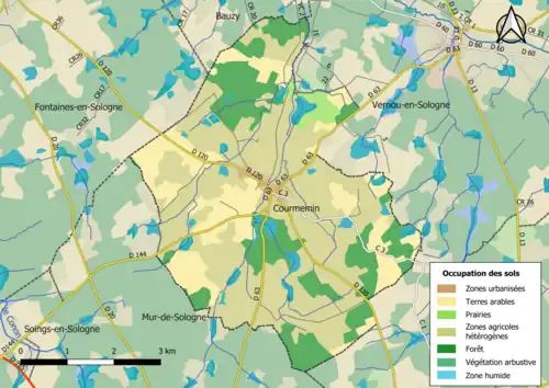 Carte en couleurs présentant l'occupation des sols.