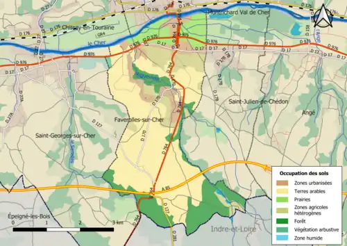 Carte en couleurs présentant l'occupation des sols.