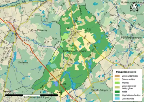 Carte en couleurs présentant l'occupation des sols.