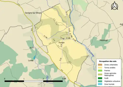 Carte en couleurs présentant l'occupation des sols.