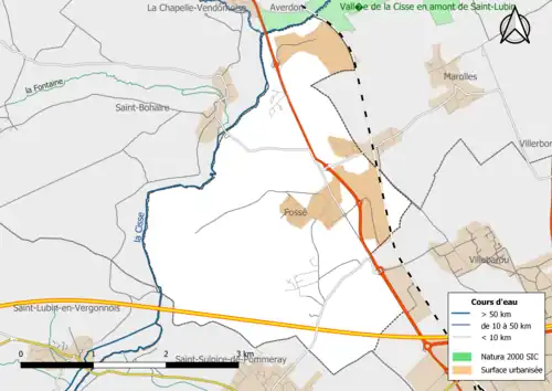 Carte de la zone Natura 2000 de type SIC localisée dans la commune.