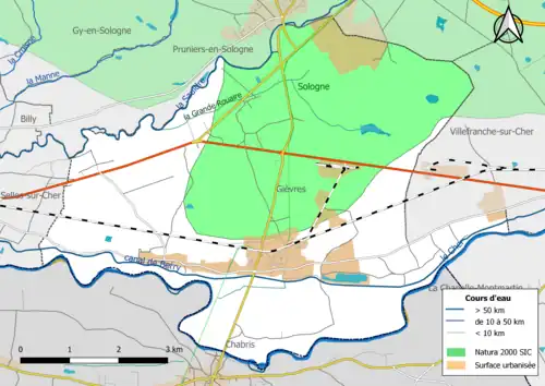 Carte du site Natura 2000 de type SIC localisée dans la commune.