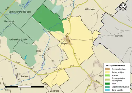 Carte en couleurs présentant l'occupation des sols.