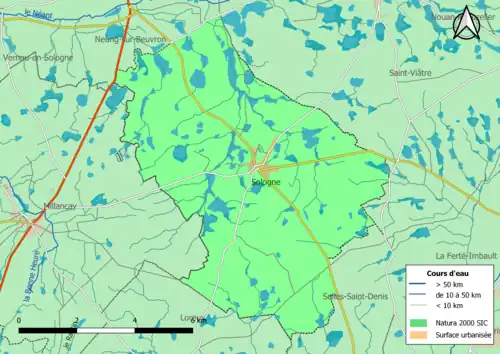La totalité de la commune est incluse dans la zone Natura 2000 de type SIC « la Sologne ».
