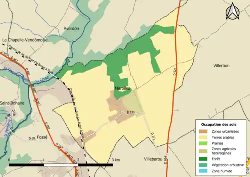 Carte en couleurs présentant l'occupation des sols.