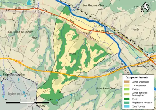 Carte en couleurs présentant l'occupation des sols.