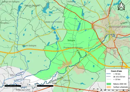 Carte du site Natura 2000 de type SIC localisé dans la commune.