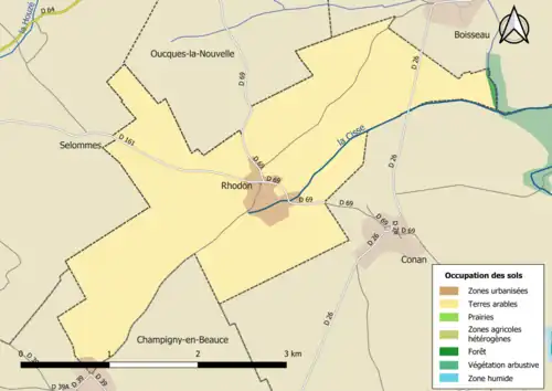Carte en couleurs présentant l'occupation des sols.