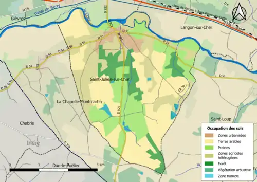 Carte en couleurs présentant l'occupation des sols.