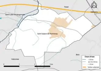 Carte en couleur présentantle réseau hydrographique de la commune