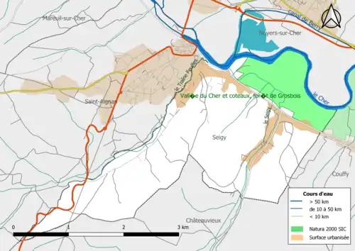 Carte de la zone Natura 2000 de type SIC localisée dans la commune.