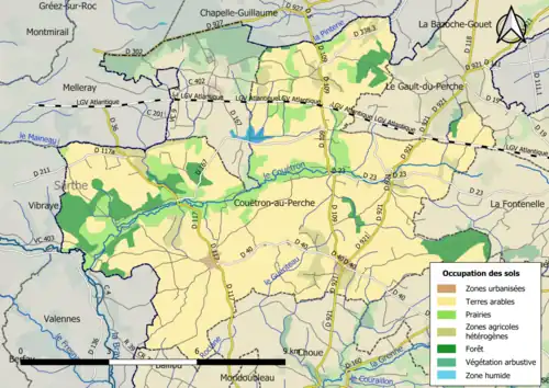 Carte en couleurs présentant l'occupation des sols.