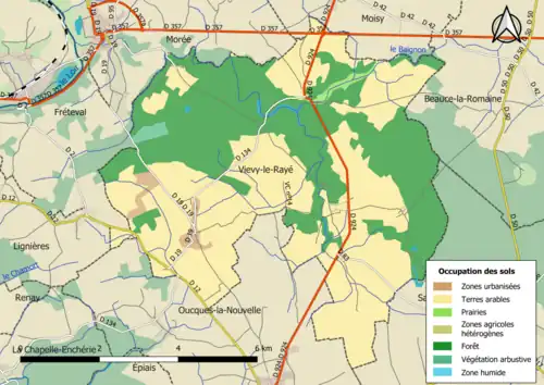 Carte en couleurs présentant l'occupation des sols.