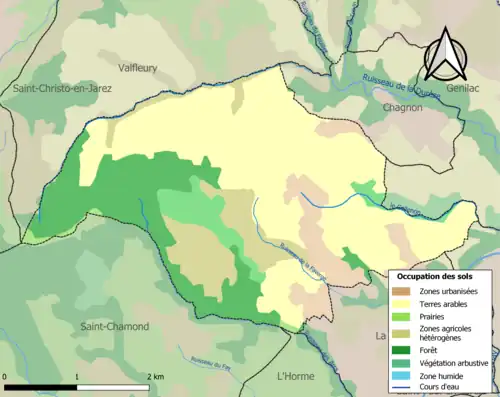 Carte en couleurs présentant l'occupation des sols.