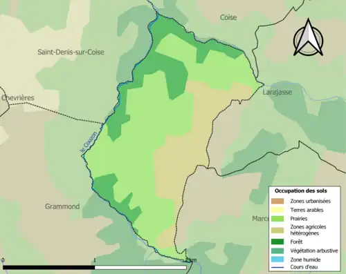 Carte en couleurs présentant l'occupation des sols.