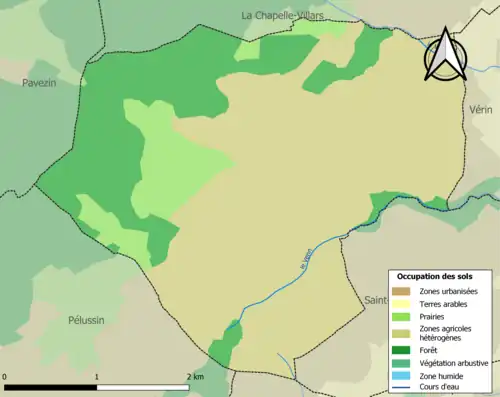 Carte en couleurs présentant l'occupation des sols.
