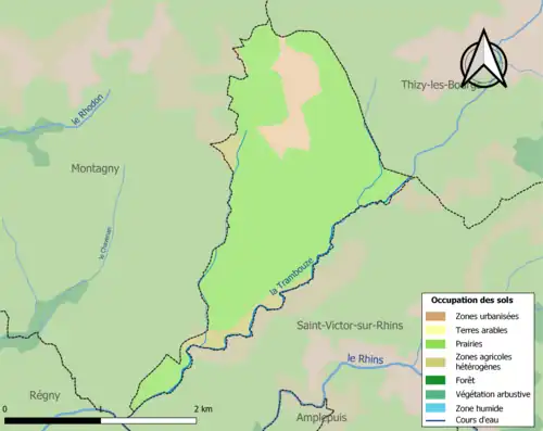Carte en couleurs présentant l'occupation des sols.