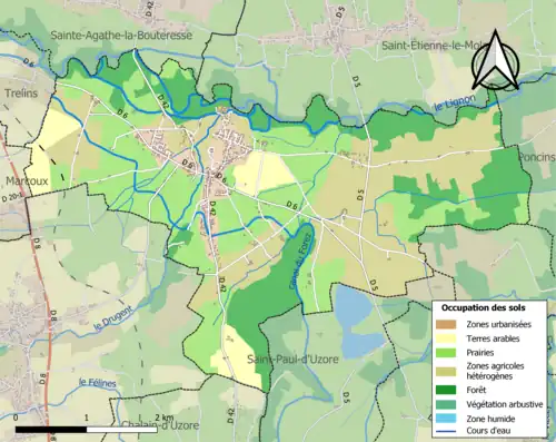 Carte en couleurs présentant l'occupation des sols.