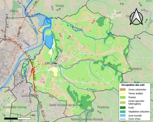 Carte en couleurs présentant l'occupation des sols.