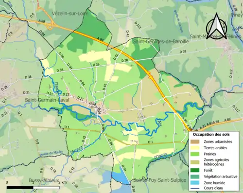 Carte en couleurs présentant l'occupation des sols.